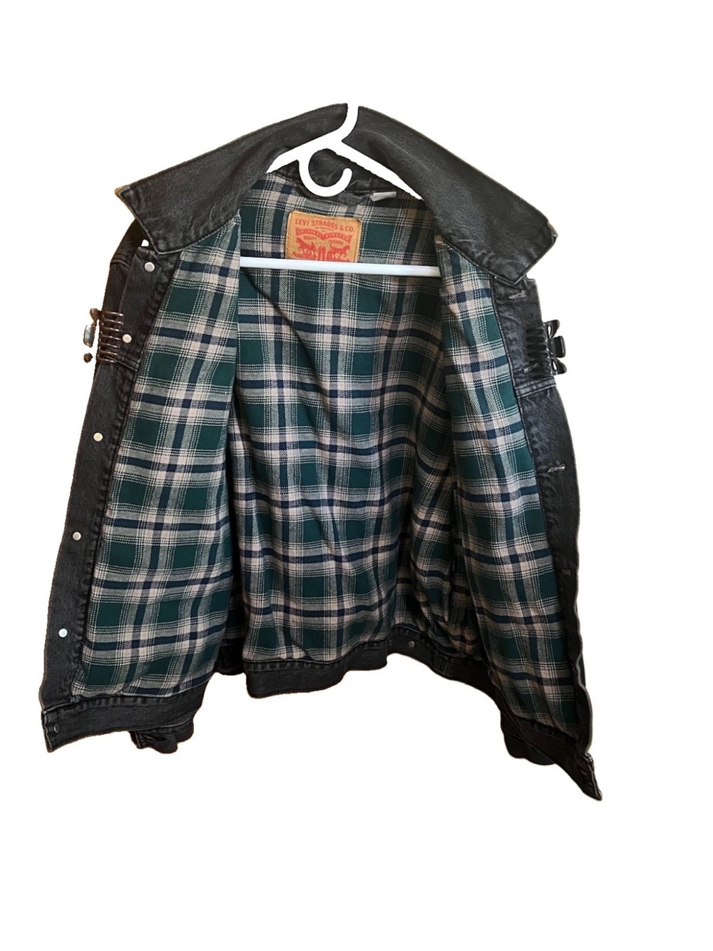 Levi’s A3182-0001 Vintage Fit Trucker Jacket L Black Denim Flannel Lined Heavy
